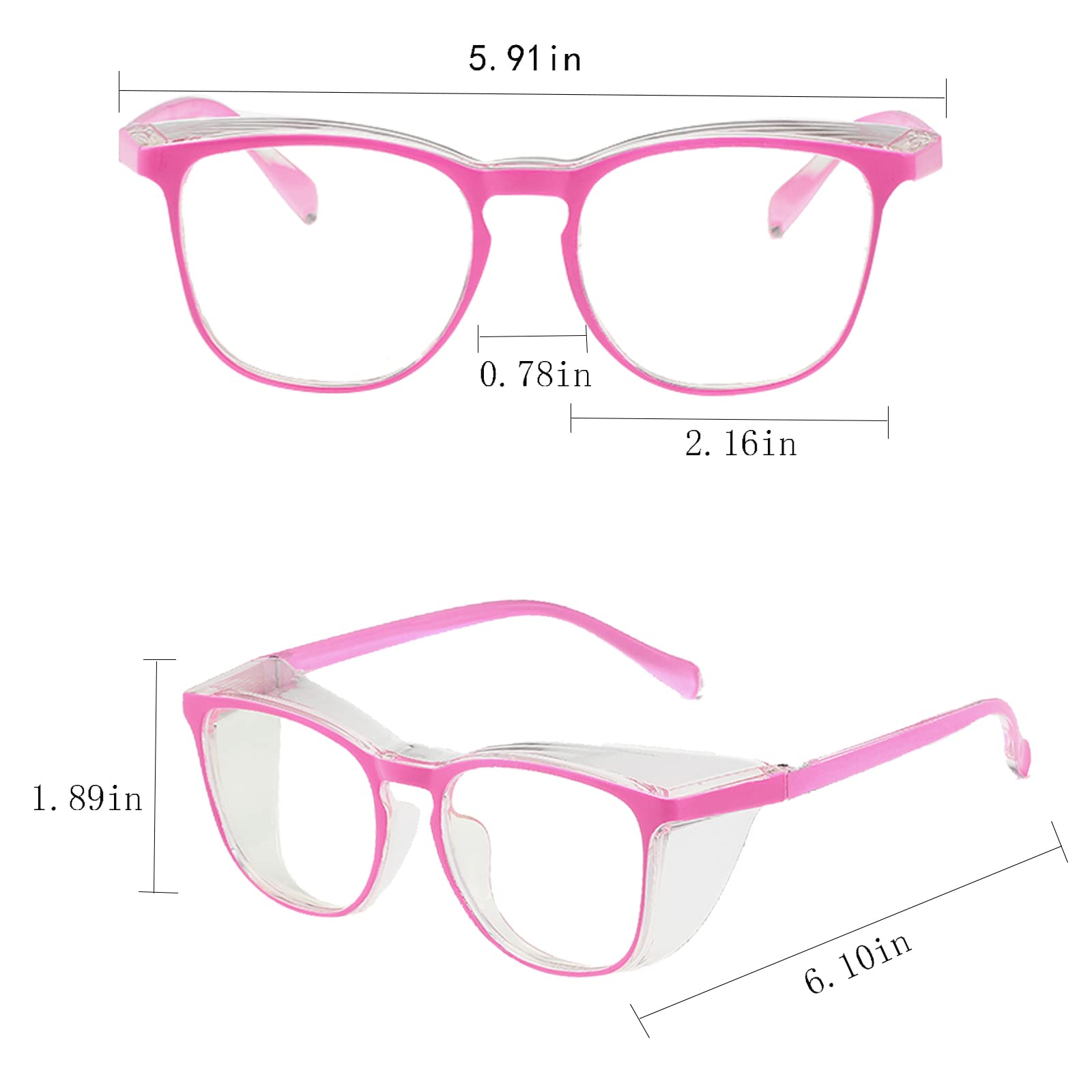 Gafas de seguridad redondas para mujeres, enfermeras, antivaho, elegantes, cómodas, con escudos laterales, protección ocular para adultos, color morado