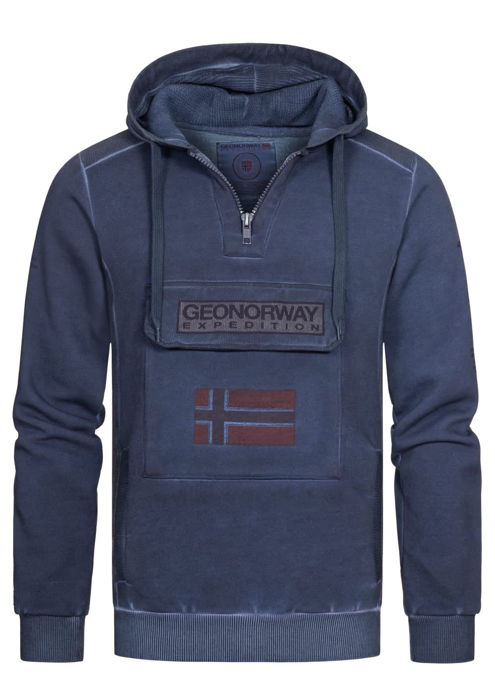 Geographical NorwayGYMCLASS Men's Kangaroo Pocket Hoodie Sweatshirt with Brand Logo and Long Sleeve