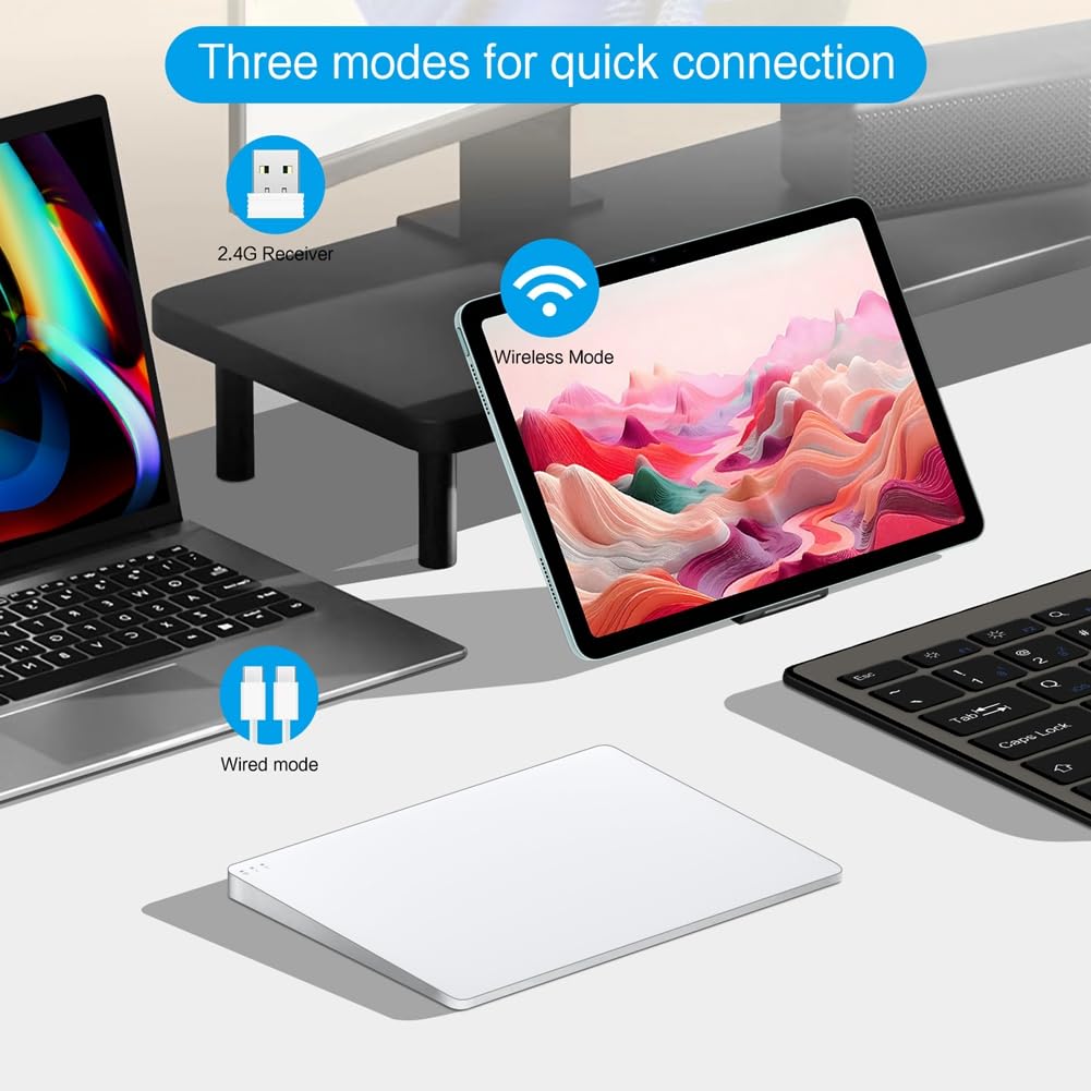 Trackpad - Ratón inalámbrico con Bluetooth de 2,4 G, con cable, panel táctil, recargable, para laptop, PC, color