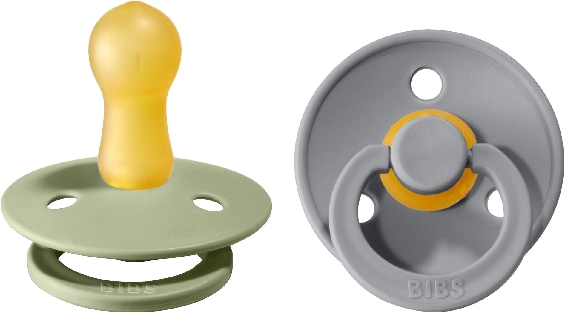- Bibs Pacifiers Color Collection, Set of 2 BPA-Free Latex Pacifiers Made in Europe, Round Nipple Baby Pacifier.