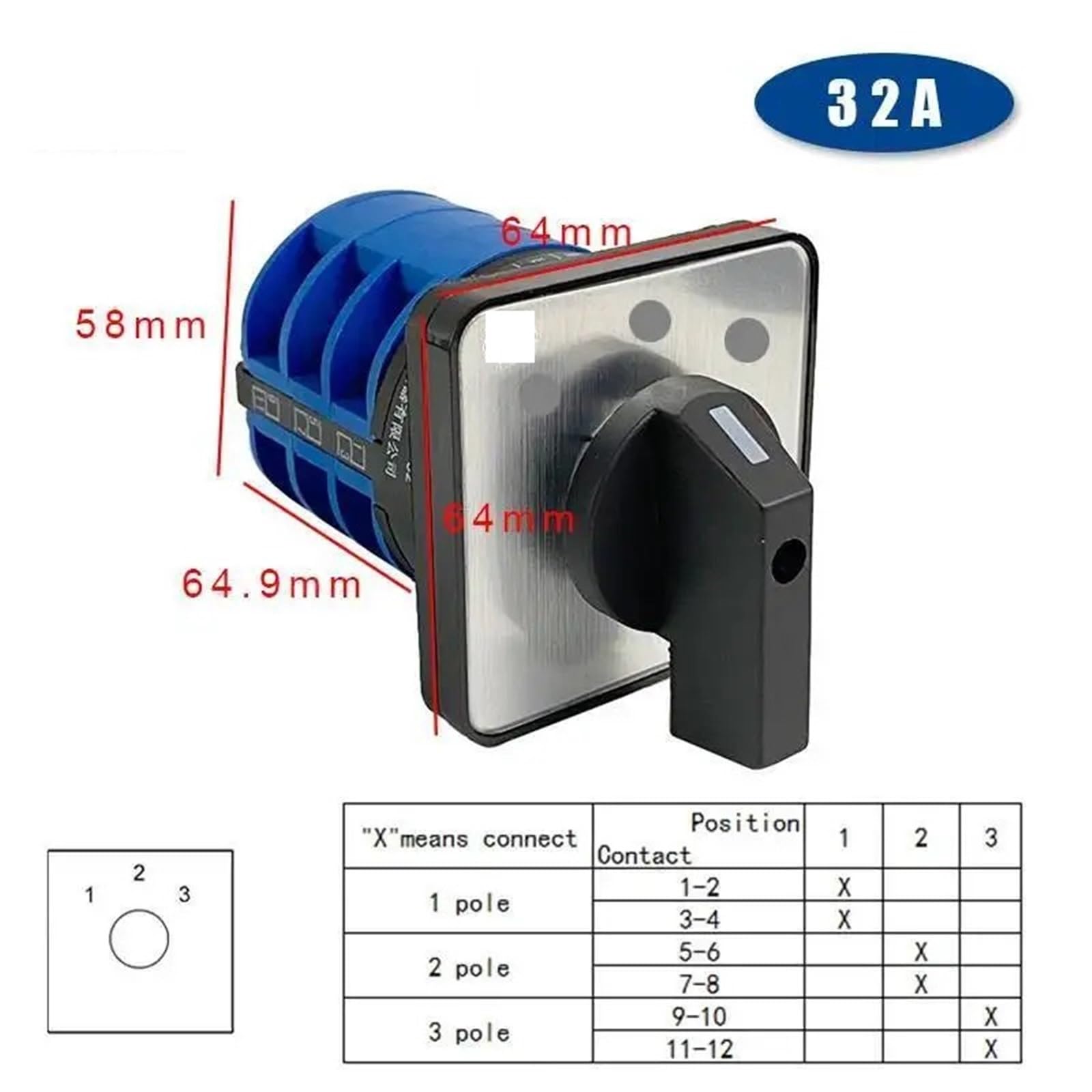 LW26 YMW26-32/3 Interruptor de leva 32A 690V LW28-32A