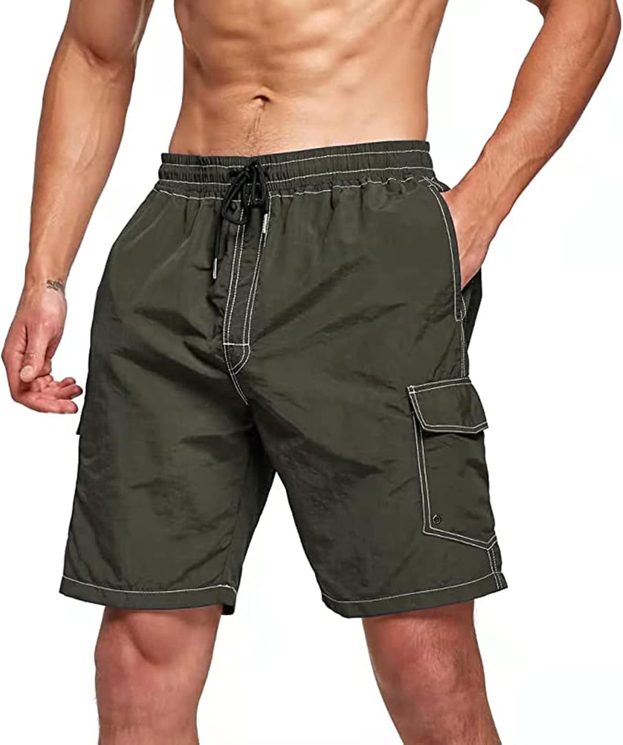 STICKON Mens Swim Trunks Quick Dry Summer Beach Shorts Board Shorts with Pockets