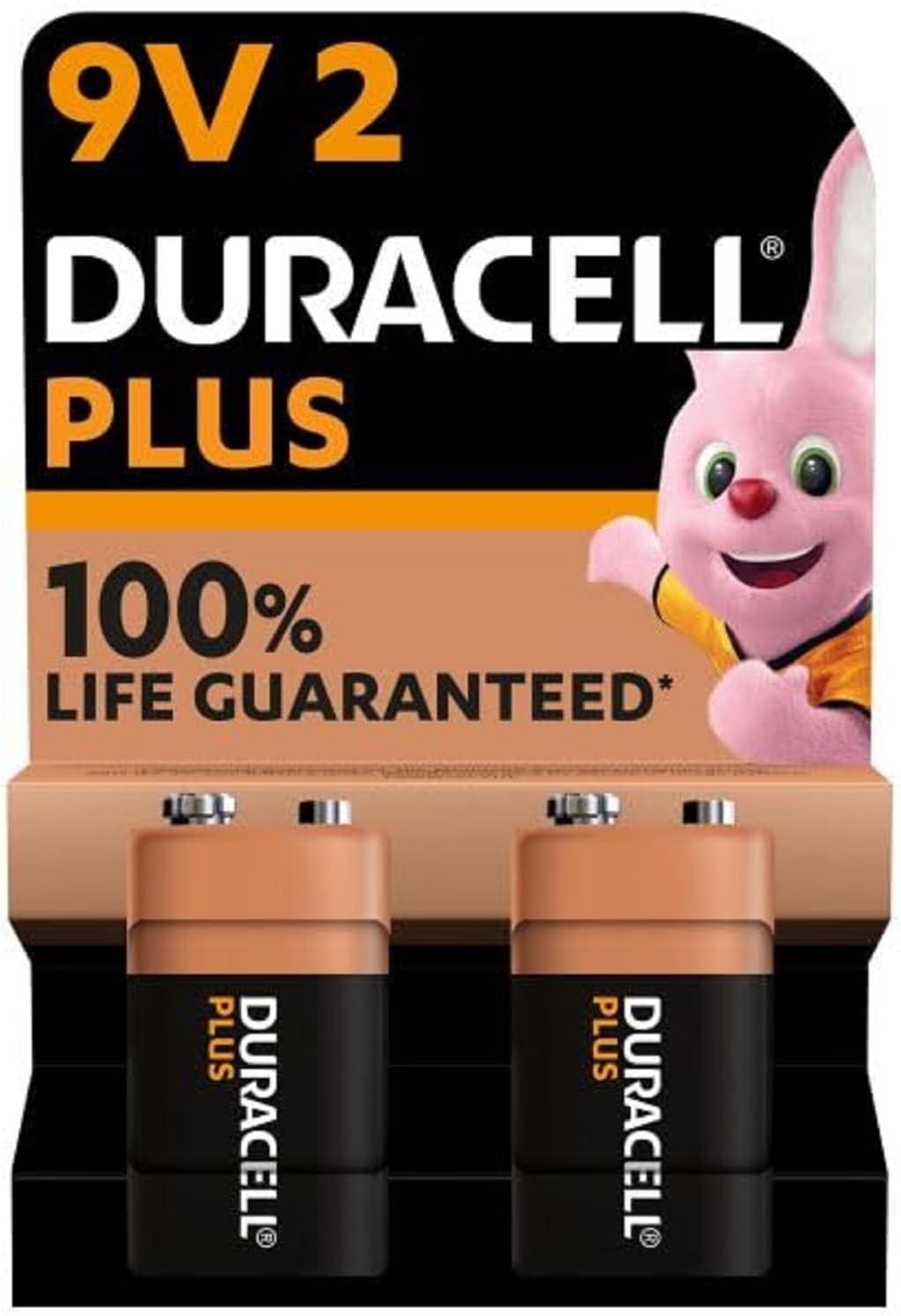 Batteries 9 V Plus, Pack of 2, 6LR61 MX1604, Black, Lot de 2