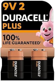 Duracell - Batteries 9 V Plus, Pack of 2, 6LR61 MX1604, Black, Lot de 2