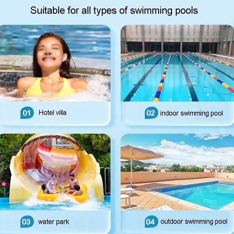 Floating Pool Safety Rope with Floats - Preassembled Divider Buoy with Hooks, 50m Blue & White Swim Lane Separator for Beach & Pool Races