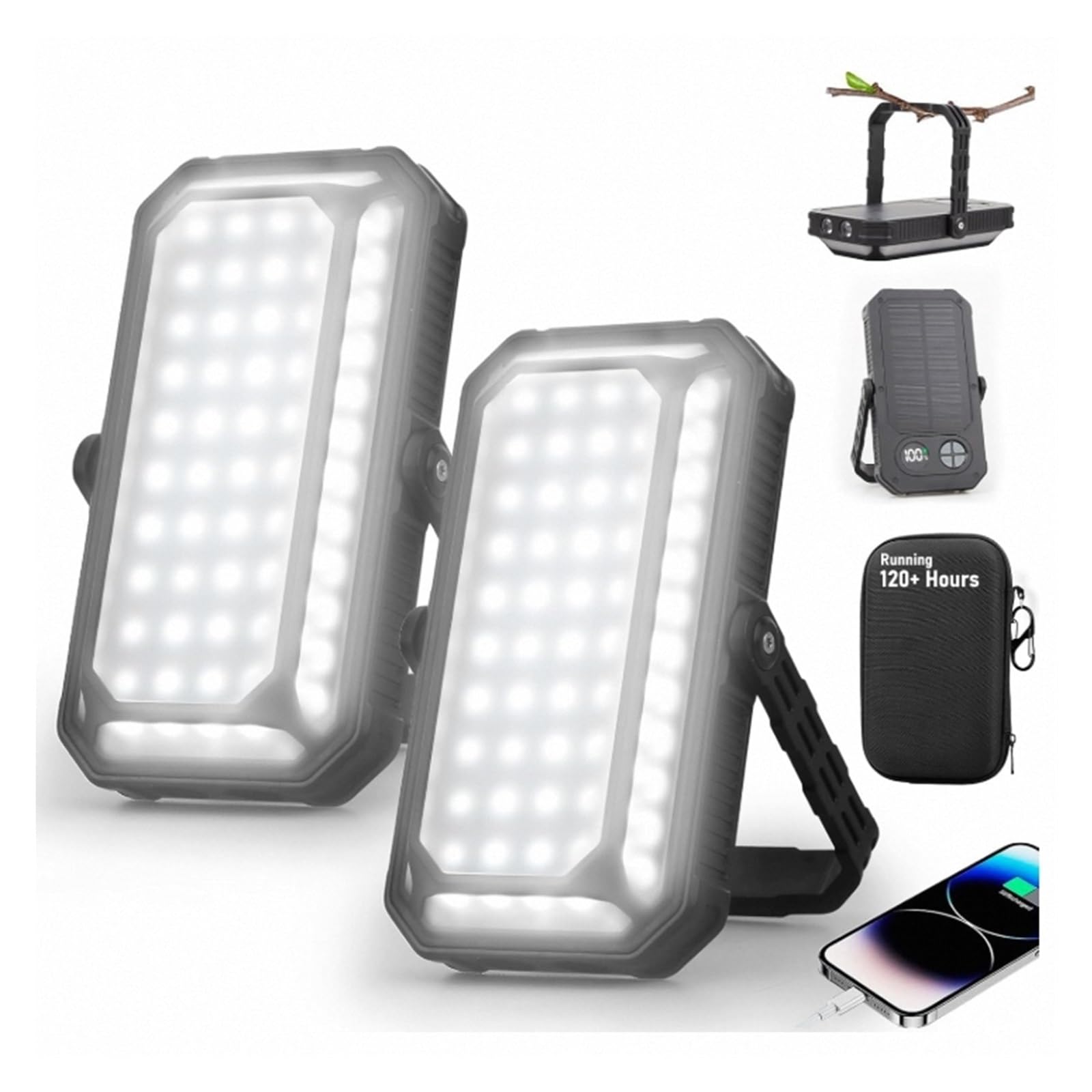 Lanterna da campeggio a LED ricaricabile, luci da campeggio portatili da 10000 mAh fino a 120+ ore, 12 modalità di luce, dimmerabile, display digitale LCD, impermeabile, accessori da campeggio essenzi
