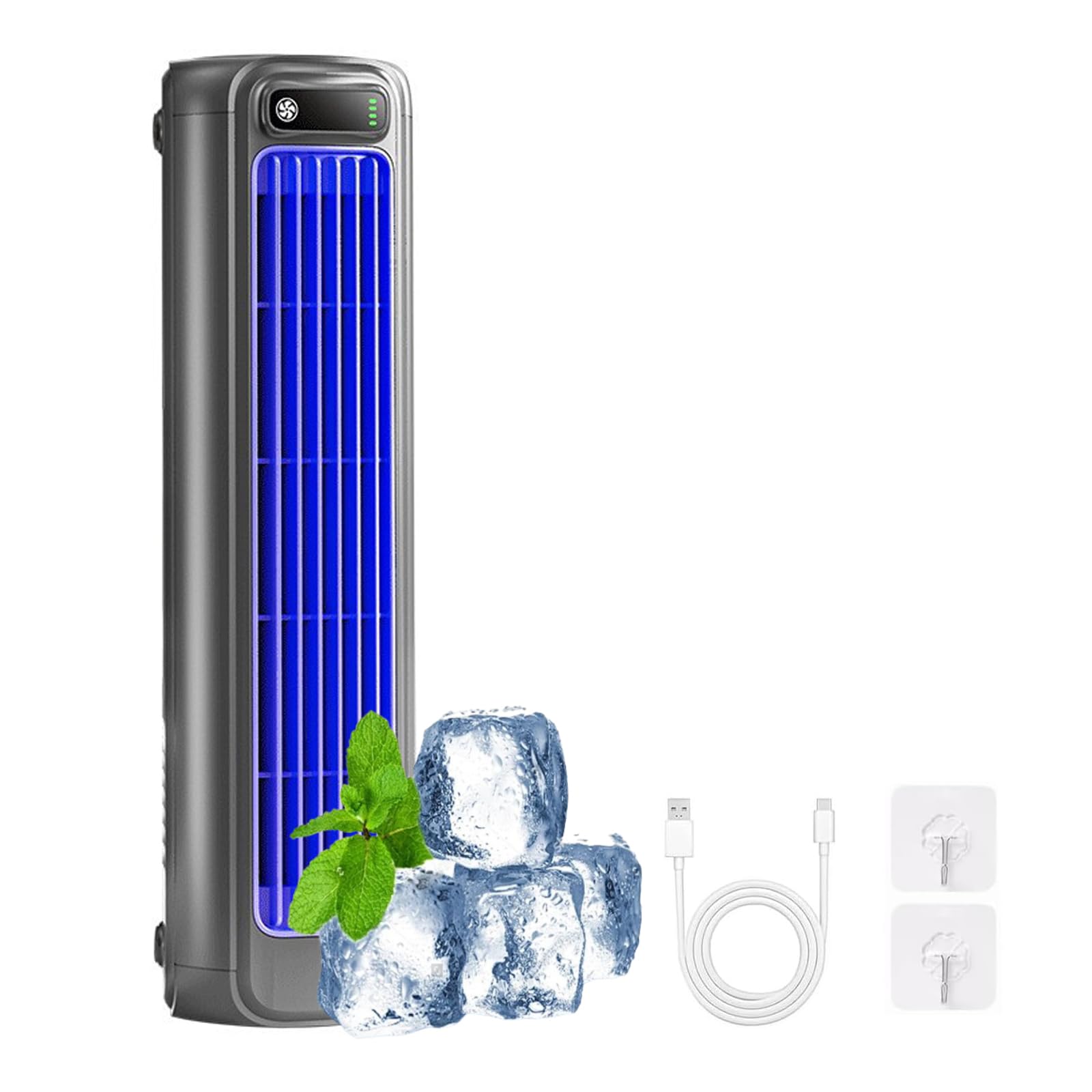 Festberg Cooling Ace,Portable Klimagerät,Wand Kabelloser Bladeless Mobile Air Cooler,Quiet Desktop Tower Fan,Cooling Fan for Room with 3 Speeds,Schlafzimmer,Küche & Büro Rapid (Grau)