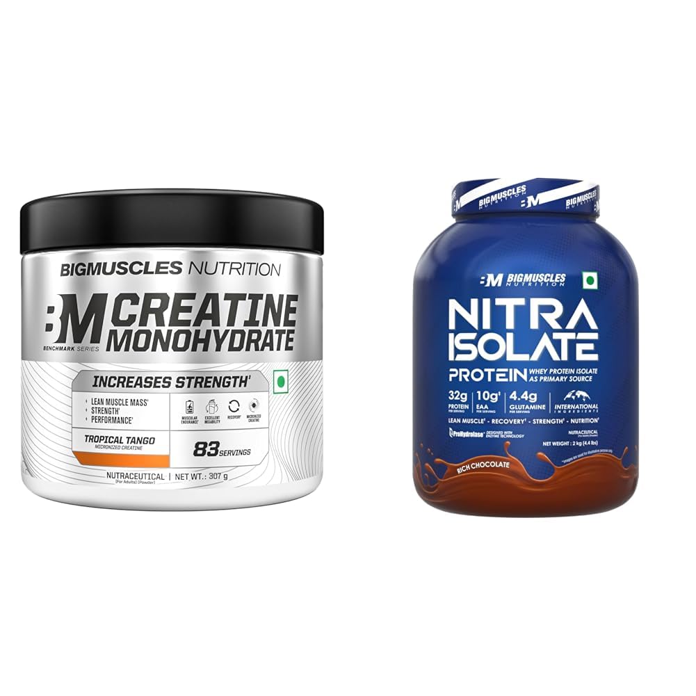 Bigmuscles Nutrition Creatine Monohydrate (83 Servings, Tropical Tango) | Micronised Creatine Powd | Bigmuscles Nutrition Nitra Isolate [2kg, Rich Chocolate] | 32g Protein | 10g EAA | Whey Protein wi-image-4