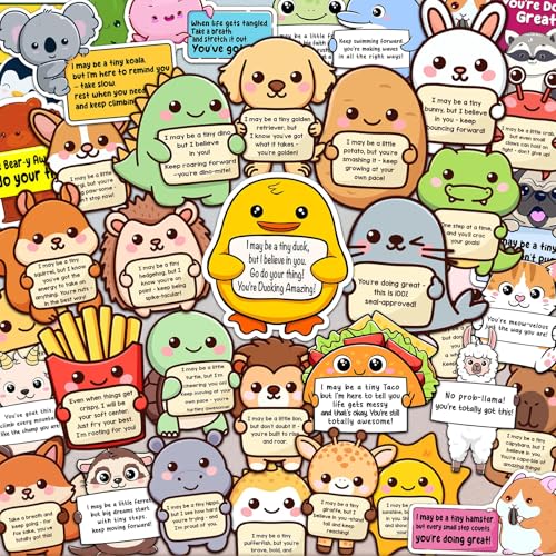 BelleFlair 100 unidades de pegatinas de animales para niños y adultos, pegatinas motivadoras con frases positivas, adhesivos para cuadernos, portátiles, botellas de agua y como regalo