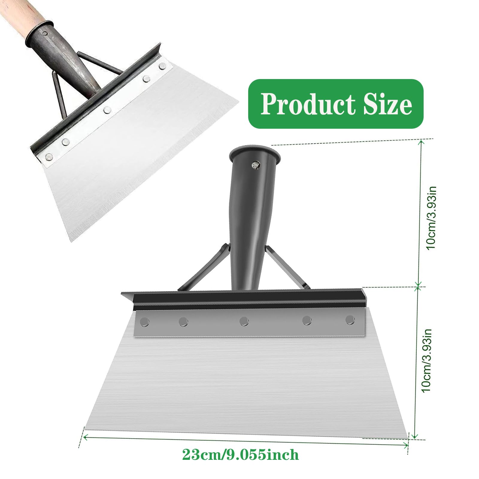 Pala di Pulizia Multifunzionale,Pala da Giardino Pala per la Pulizia Diserbo Pala Piatta in Acciaio,Strumento per Piantare Diserbo all'aperto,Pala per Diserbo,Adatta per Diserbo, Giardino(23CM)