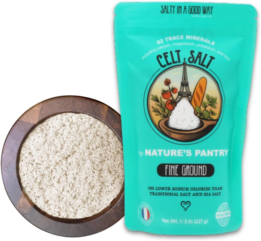Celtic Salt Fine Ground, Celt Salt By Natures Pantry, 82+ Minerals, non-GMO, Organic & Unrefined, Gluten-Free, Authentic, Hand Harvested, Cooking, Baking, Pickling, Electrolytes, Healthy