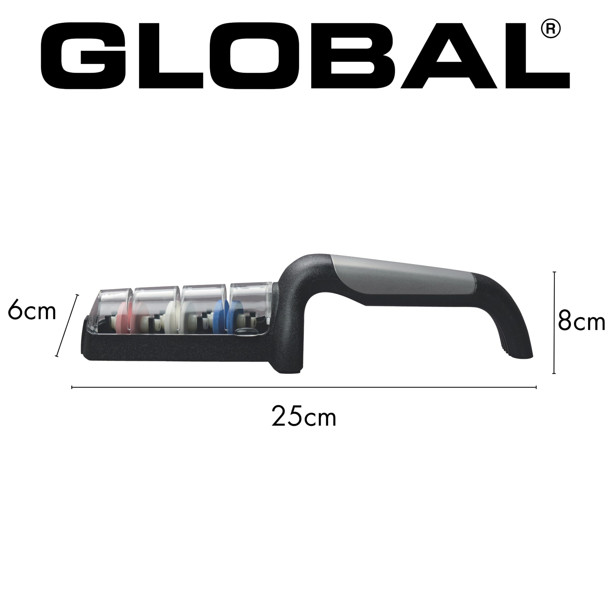 Global - G-913 Affilatrici, Affilatore d'acqua in ceramica a 3 livelli, acciaio inossidabile