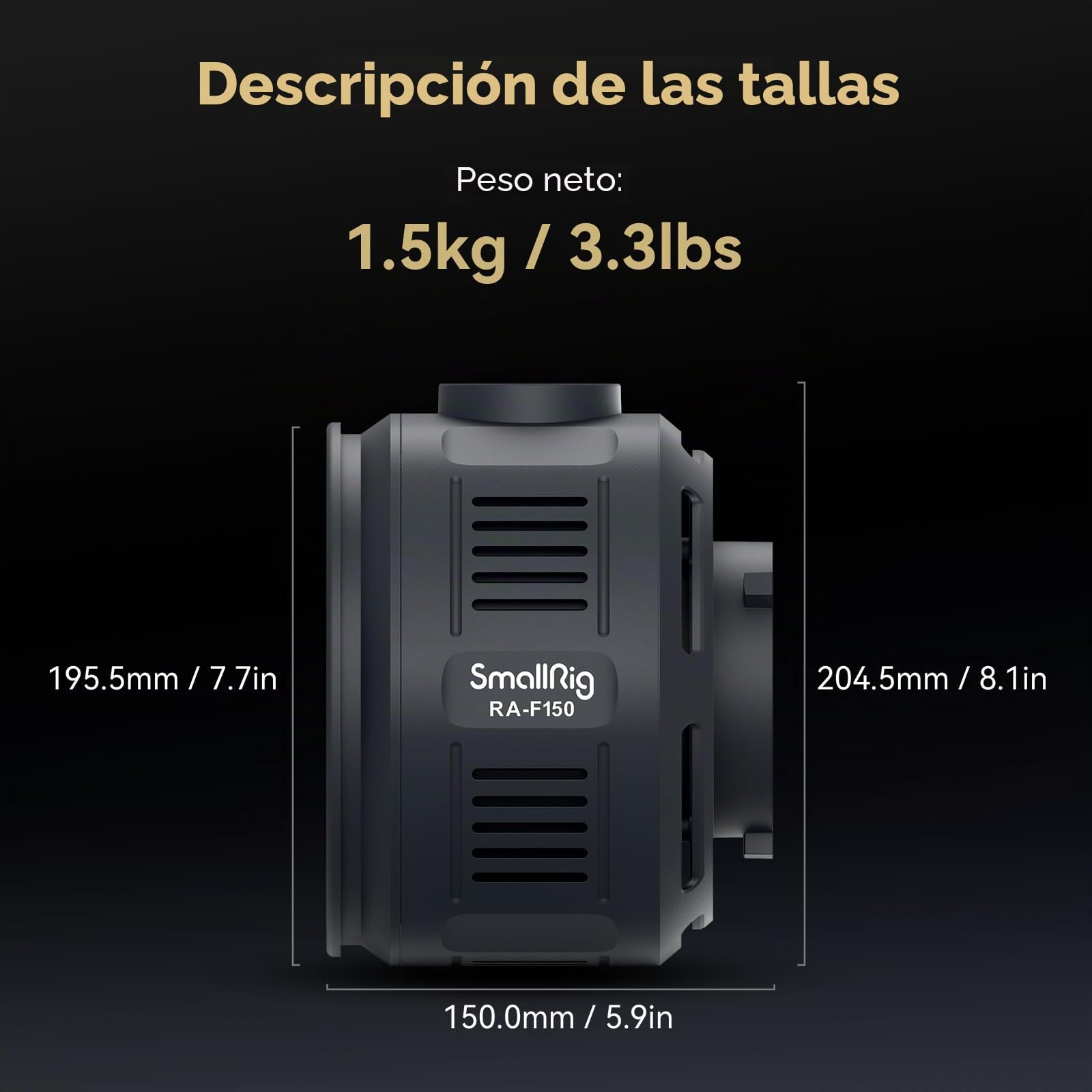 SMALLRIG RA-F150 Lente Fresnel con Montura Bowens, Ajuste de Enfoque con una Sola Mano para RC 120 RC 220 RC 350 RC 450 y Otras Luces Continuas, Herramienta de Modelado de Iluminación - 4246