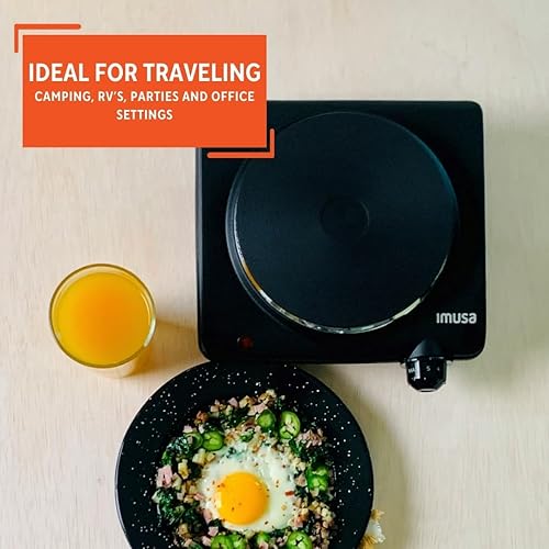 Vista 25 de Cocina eléctrica de una hornilla IMUSA USA GAU 80305 de 1100 vatios en color negro, Acero inoxidable (Stainless Steel Electric Double Burner)