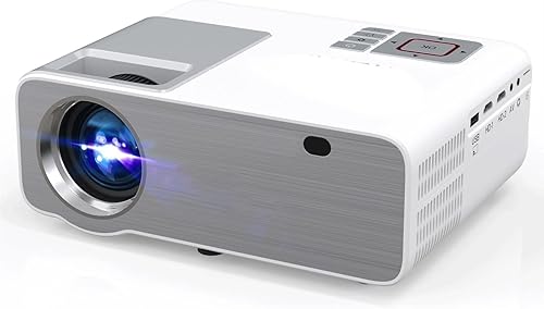 ZTRADA Projector Projector Full HD Screen Portable Outdoor Projector Built-in Speaker Video Proyector (Color White, Size EU Plug)