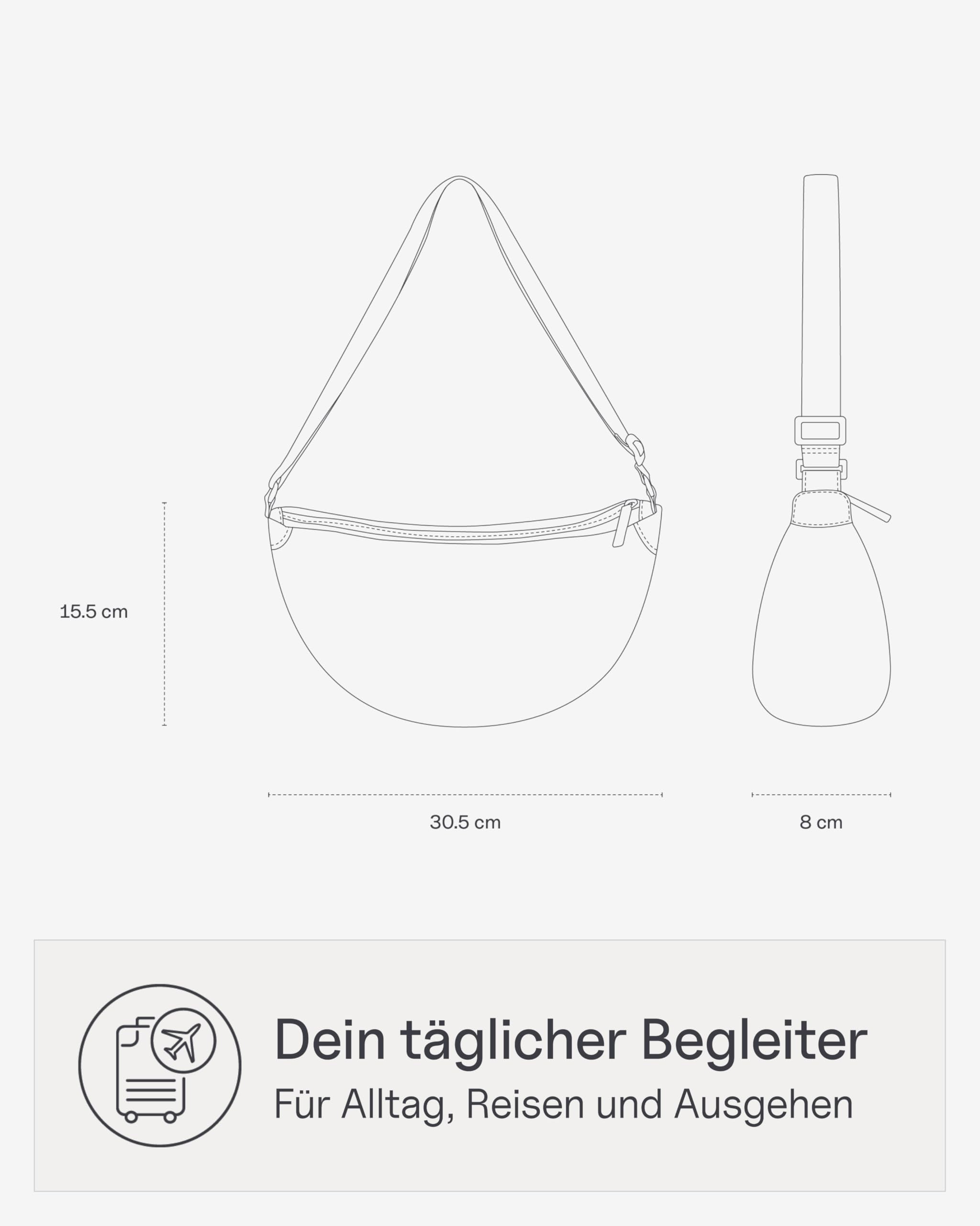 Kapten & Son Moon Bag 3,5L | Bauchtasche Damen & Herren | Crossbody Bag Damen mit längenverstellbarem Gurt & Anti-Diebstahlfach | Umhängetasche wasserabweisend | ideal für Reisen, Festival & Alltag