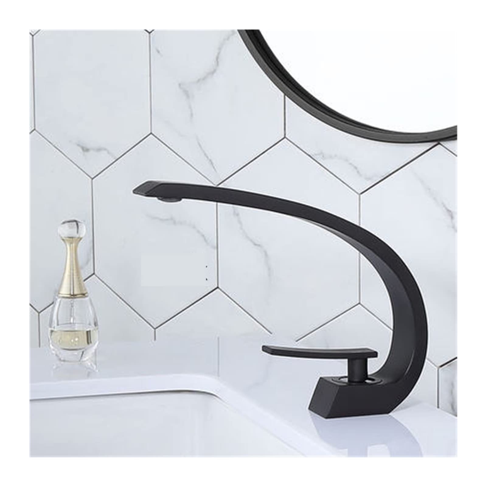 Cudtapi Nero Bathroom Faucet Basin Faucet Modern Bathroom Mixer Tap Brushed Gold Wash Basin Single Handle Hole Hot And Cold Waterfall Fauce(Nero)