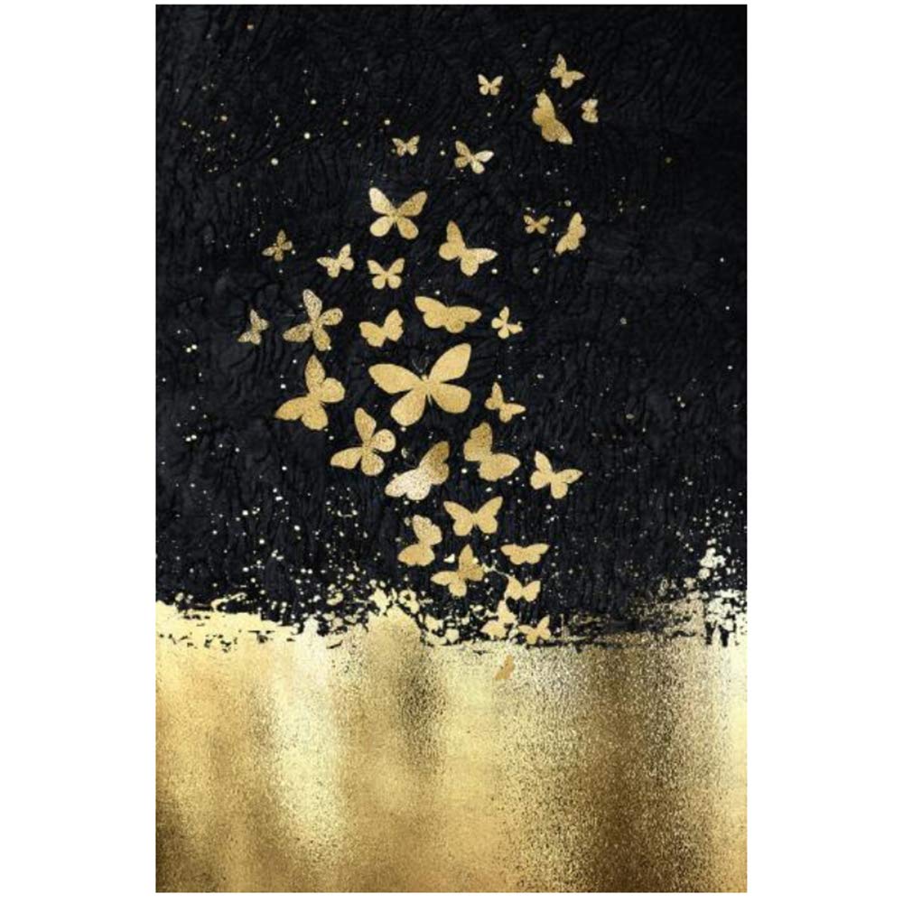 Imprimir lienzo pintura carteles y arte de la pared abstracto pez dorado mariposa cuadros para sala marco nórdico decoración 30x40 cm x3 /11.8 "x 15.7" con marco