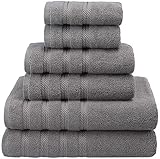 American Soft Linen Premium, Luxury Hotel & Spa Quality, 6 Piece Kitchen & Bathroom Turkish Genuine Cotton Towel Set, for Maximum Softness & Absorbency, [Worth $72.95] Rockridge Grey