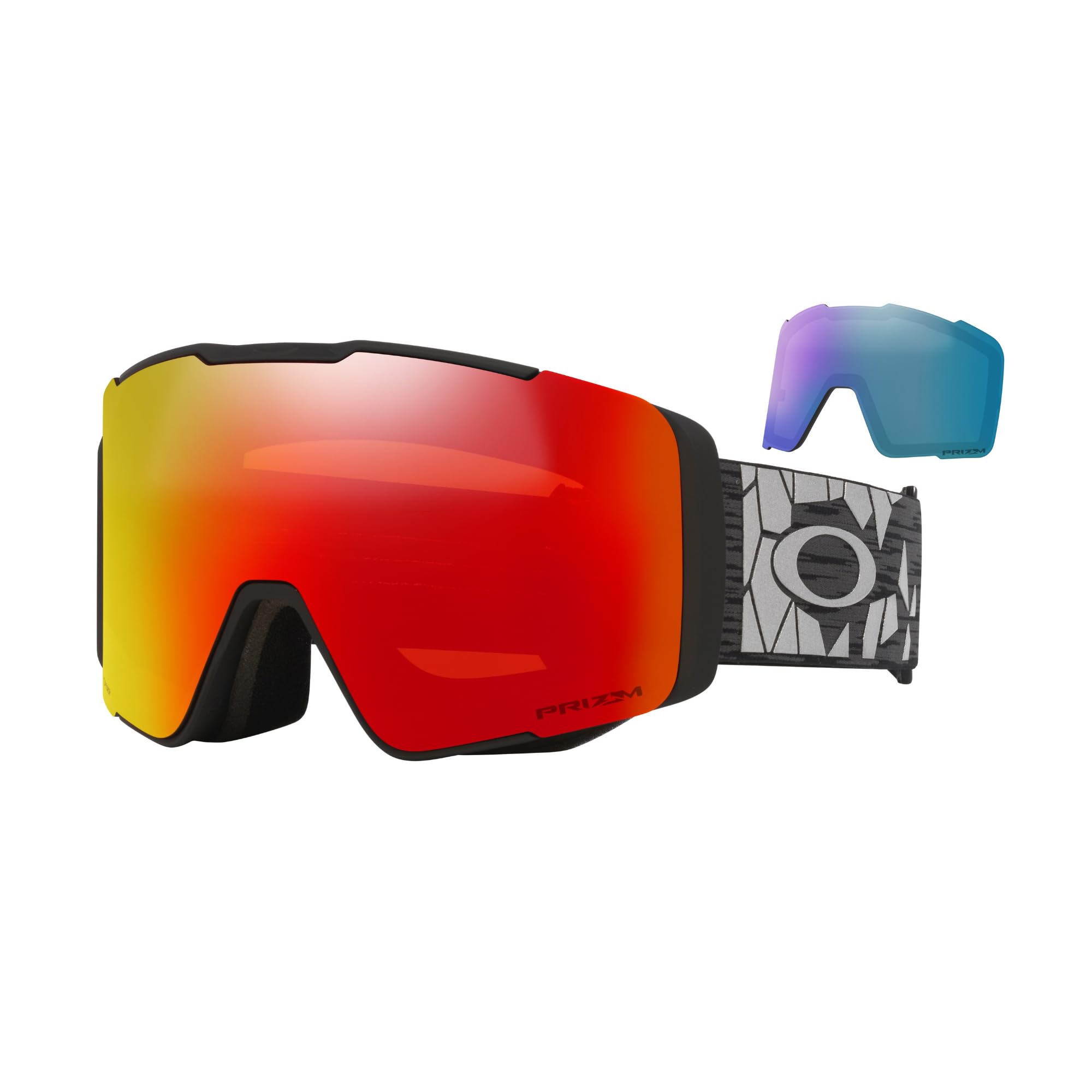 Oakley Line Miner Pro L OO7136 Reinforced Black/Prizm Torch Ski Goggles for Men for Women + Spare Prizm Iced Lens Microfiber Cloth Bag + Bundle with Care Kit