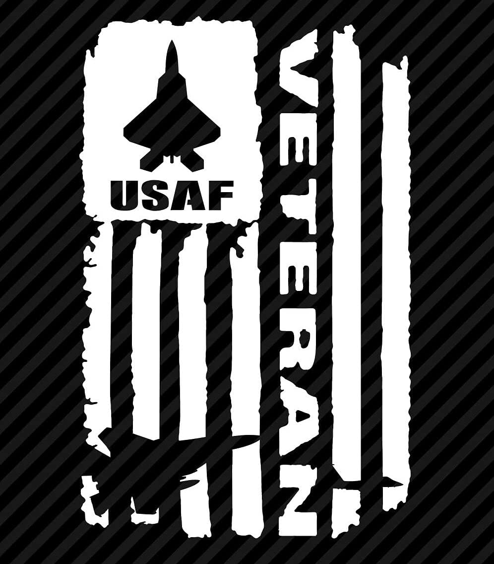 Sticker Distressed Air Force USAF Veteran Flag XL Decal United States Army Military for Car Truck Window Laptop Bumper (Silver Grey Metallic* (4 yr o..., 21.0" x 33.0")
