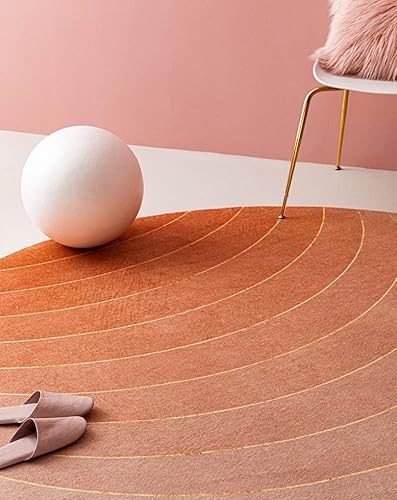 Miniatura 3 de Alfombras redondas de color naranja dorado degradado para sala de estar, dormitorio, patrón a rayas, círculos abstractos modernos para el hogar,