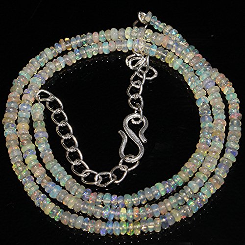 LKBEADS Natural Ethiopian Welo Fire Opal Rondelle Beads Size: 2 MM to 3 MM Necklace Length: 18"Necklace