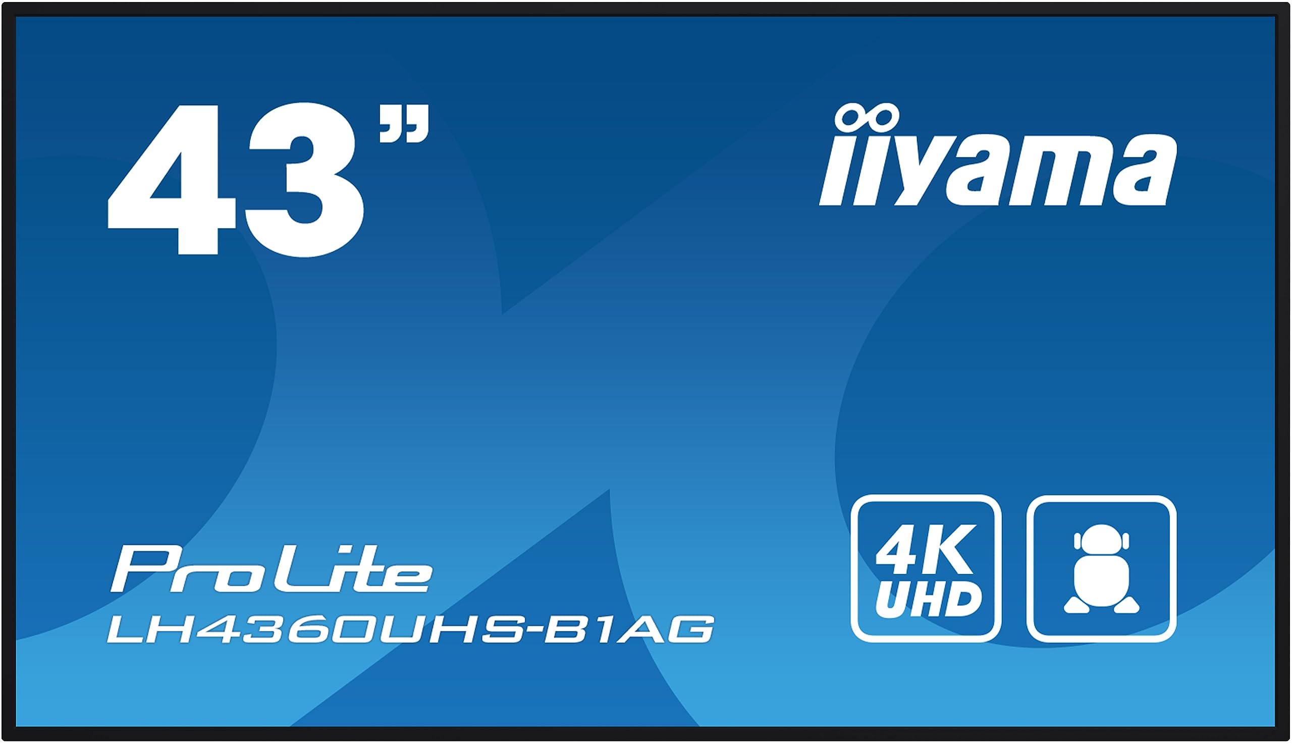 iiyama Prolite LH4360UHS-B1AG 108cm 42.5" Digital Signage Display VA LED Panel 4K UHD HDMI Audio-Out USB2.0 RS-232c RJ45 Mediaplayer Android 11 OS WiFi 24/7 schwarz