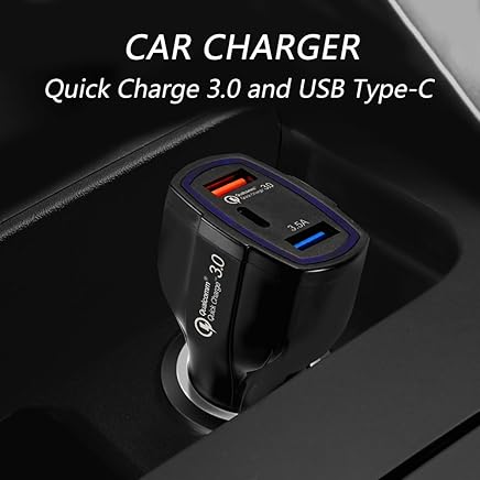 Cargador de coche USB, 3 puertos de carga r?pida 7A cargador con Qualcomm QC3.0 Tecnolog?a, DC 10-24V Negro Cargador de coche USB, 3 puertos de carga r?pida 7A cargador con Qualcomm QC3.0 Tecnolog?a, DC 10-24V Negro