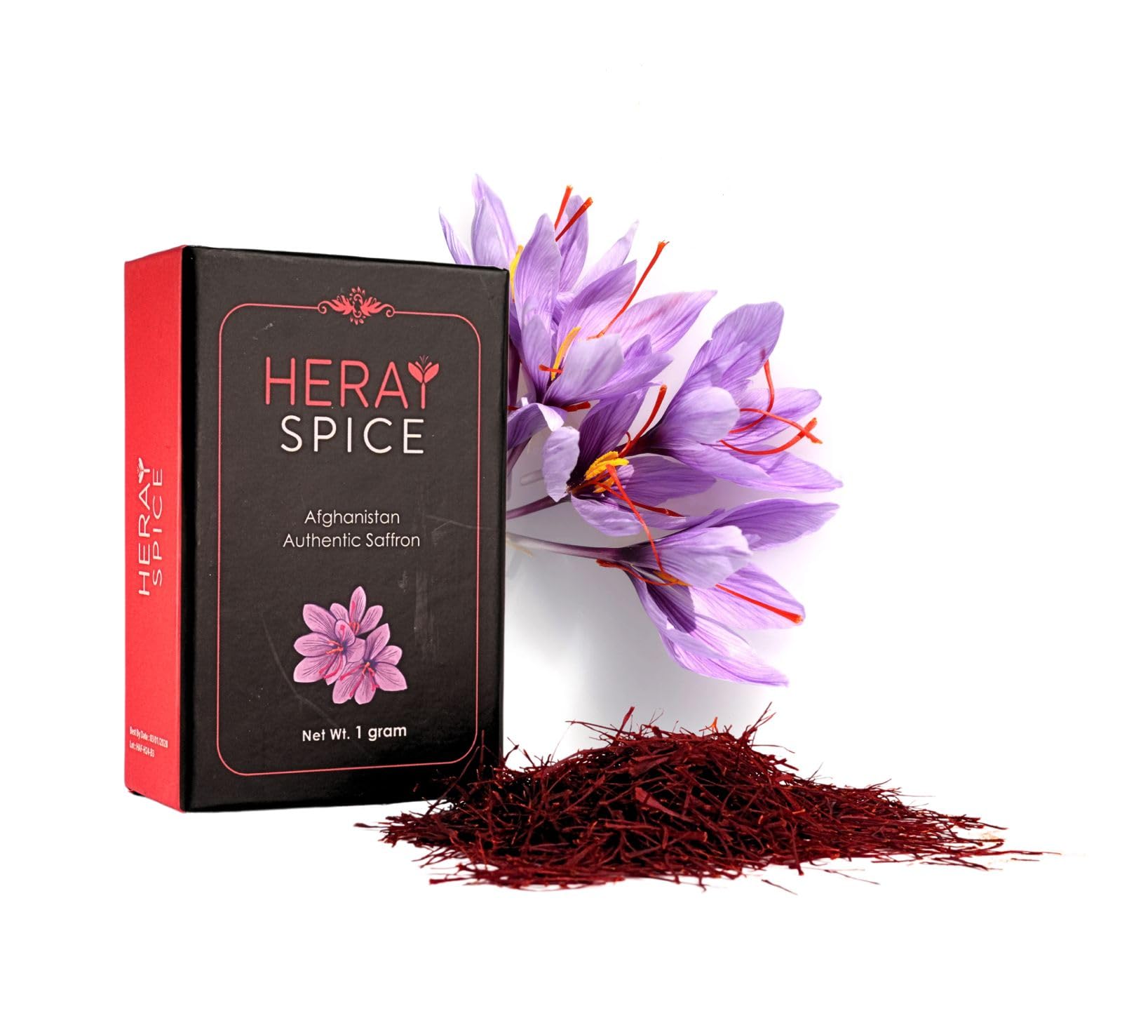 Heray Saffron, Premium Afghani Safron Threads (Super Negin Quality A+) Fresh Pure All Red Thread Zafron Spice for Bouillabaisse Risotto, Paella, Tea's, And More Recipes, 1 Gram Square Glass Jar
