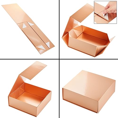 Vista 23 de Stockroom Plus Cajas de regalo con tapas, 9.5 x 9.5 x 3.5 pulgadas, paquete de 6 unidades, color negro brillante, cierre magnético y fundas