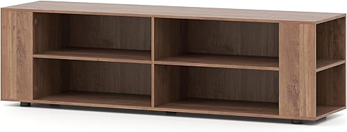 Miniatura 2 de Tangkula Soporte de TV de madera para televisores de hasta 65 pulgadas, moderno centro de entretenimiento con 8 estantes abiertos, armario de