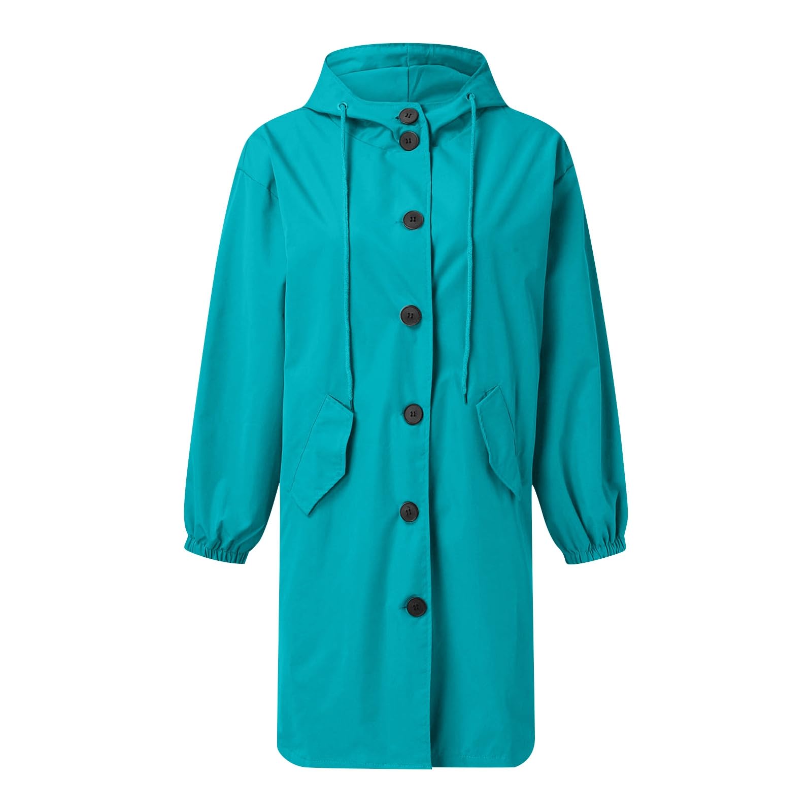 Trench Coat pour femme, trench long avec capuche, parka, manteau de transition, manteau d'été, veste coupe-vent, veste d'extérieur léger, trench coat, manteau, coupe-vent, bleu, taille L