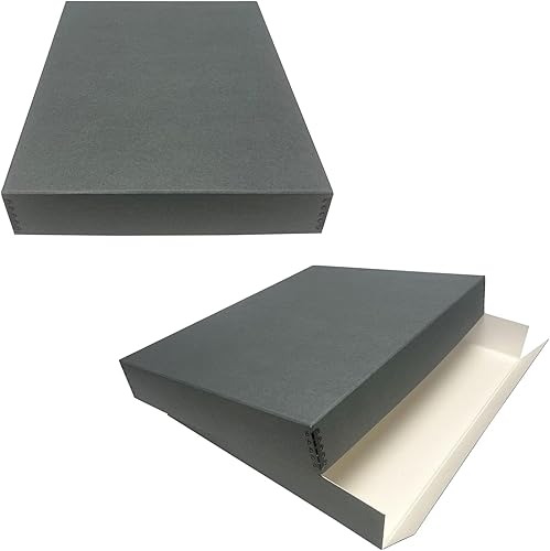 Vista 122 de Lineco, Caja de almacenamiento de archivos de museo de color tostado de 9 x 12 pulgadas, diseño frontal caído. Sin ácidos con borde de metal.