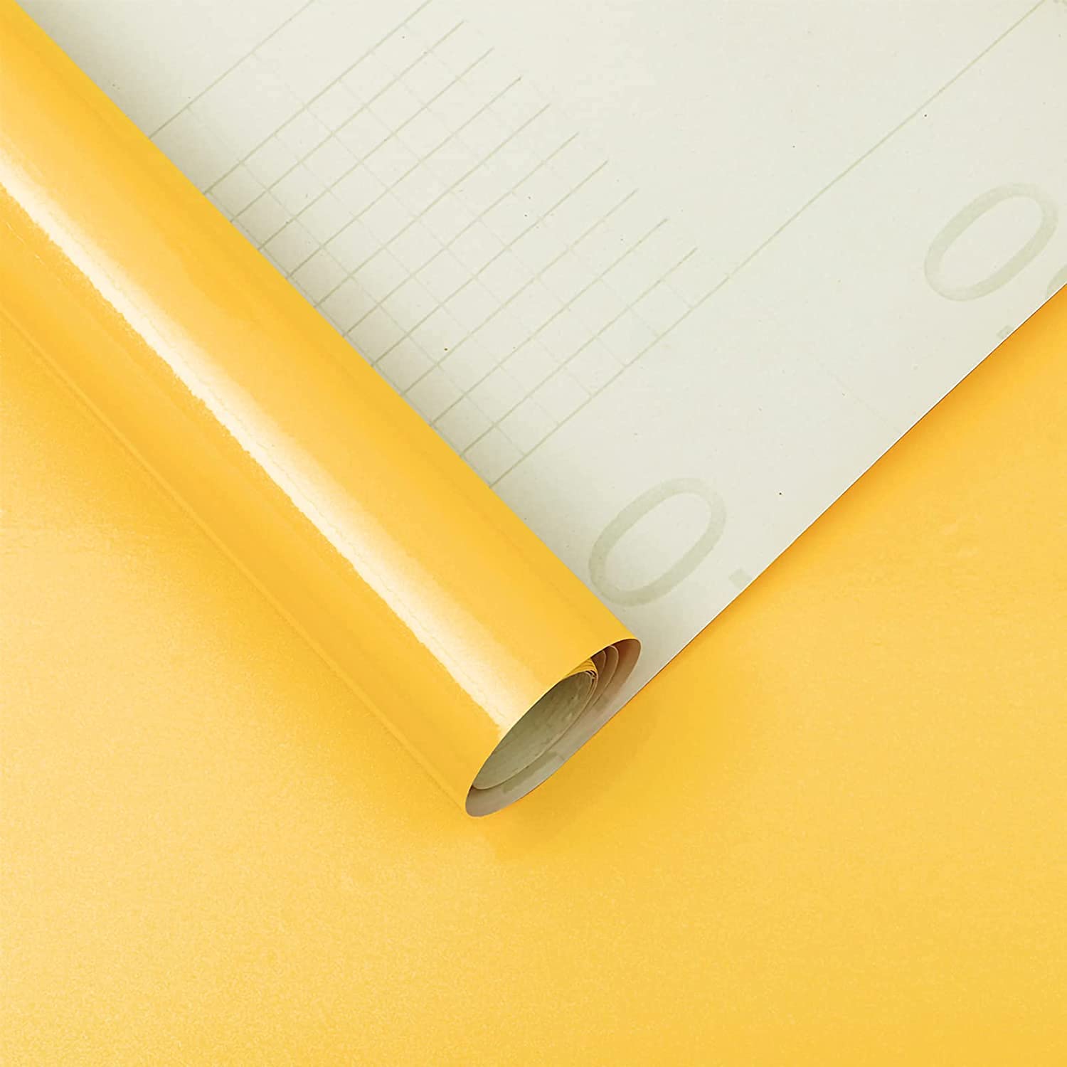 SUNBIRD Self-Adhesive Wallpaper Color Decorative Peel and Stick Removable Vinyl Film Old Furniture Decor Waterproof Kitchen Contact Paper (24 X 48 Inch, Yellow)