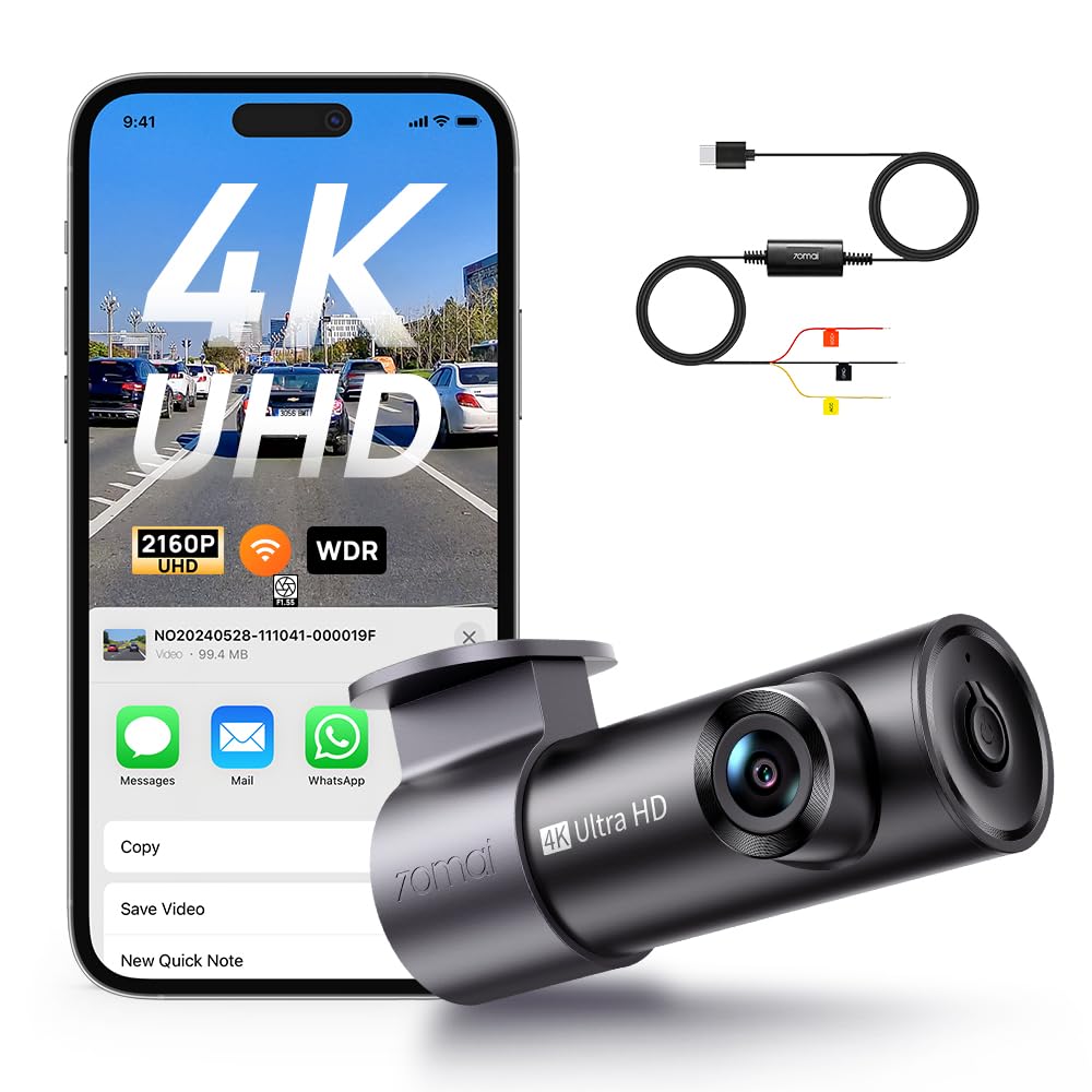 【70mai Dash Cam Auto M310 Plus 4K + UP03 Hardwire Kit Regolabile】