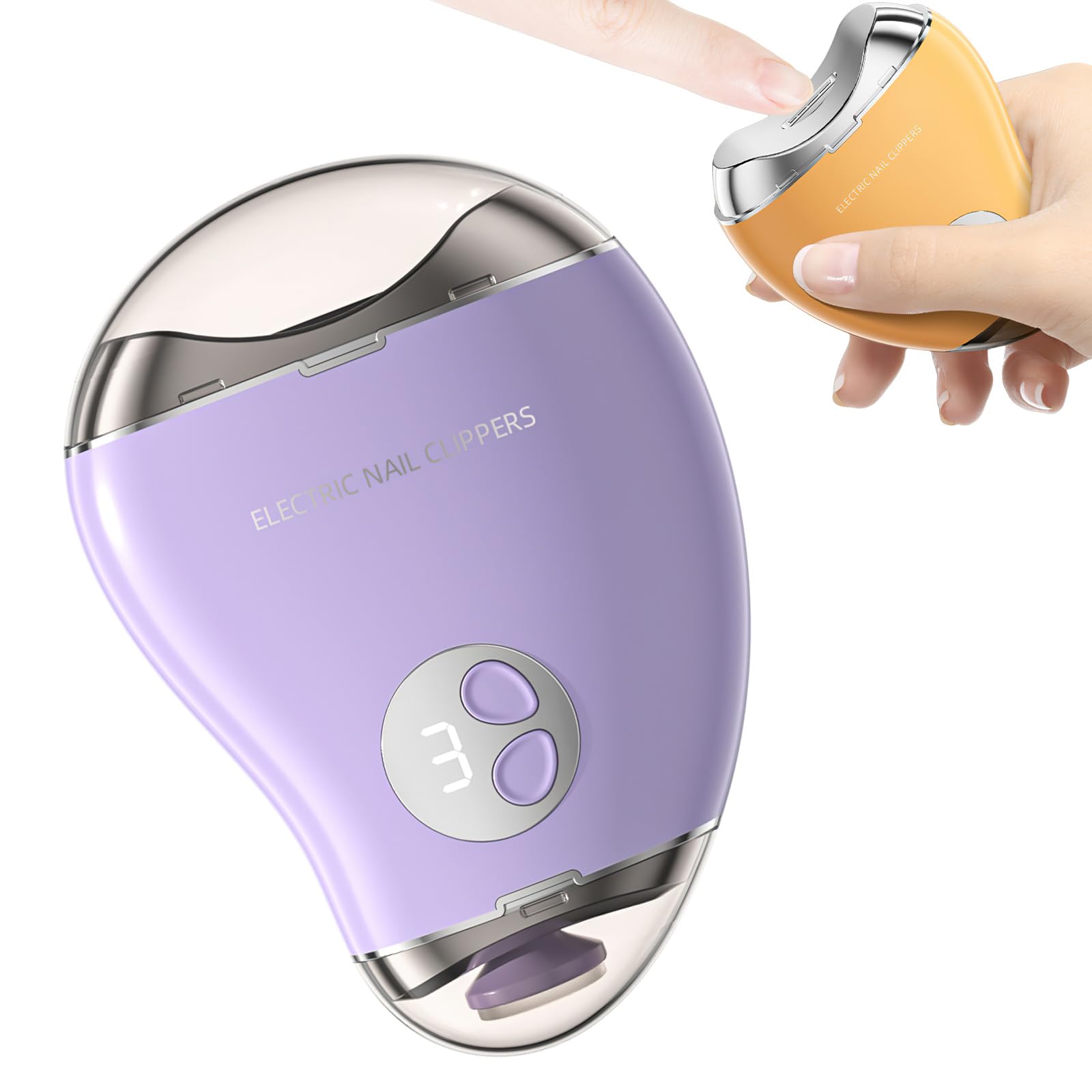 2-in-1 Automatic Electric Nail Trimmer& Polisher with LED Light, 3-Speeds, Rechargeable Nails Cutter, Cordless Electric Nail Clippers for Seniors Children (Purple)