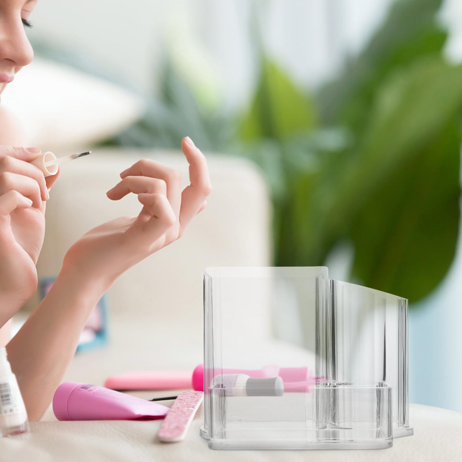 Healvian 4piezas Caja De Almacenamiento Acrílica Para De Manicura y Cosméticos Organizador De Escritorio Multifuncional Para Maquillaje Accesorios y Papelería Diseño Práctico y