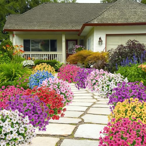 Image of Bassion 24 Bundles Artificial Flowers for Outdoors Fake Flowers, Red
