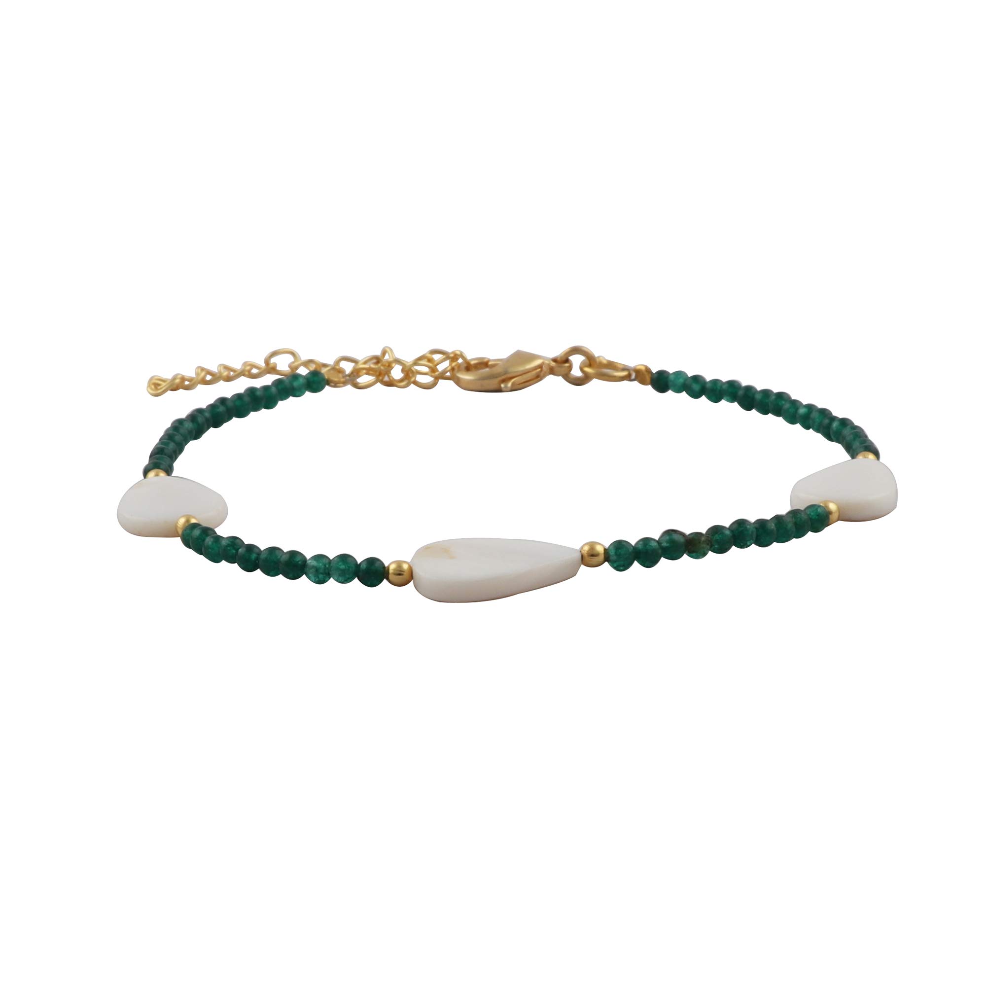 El JoyeroGold Plated Design Gemstone Brass Howlite. Gems Bead Bracelet | Round Shape with Clasp Wholesale Bracelet Jewelry 1438 1