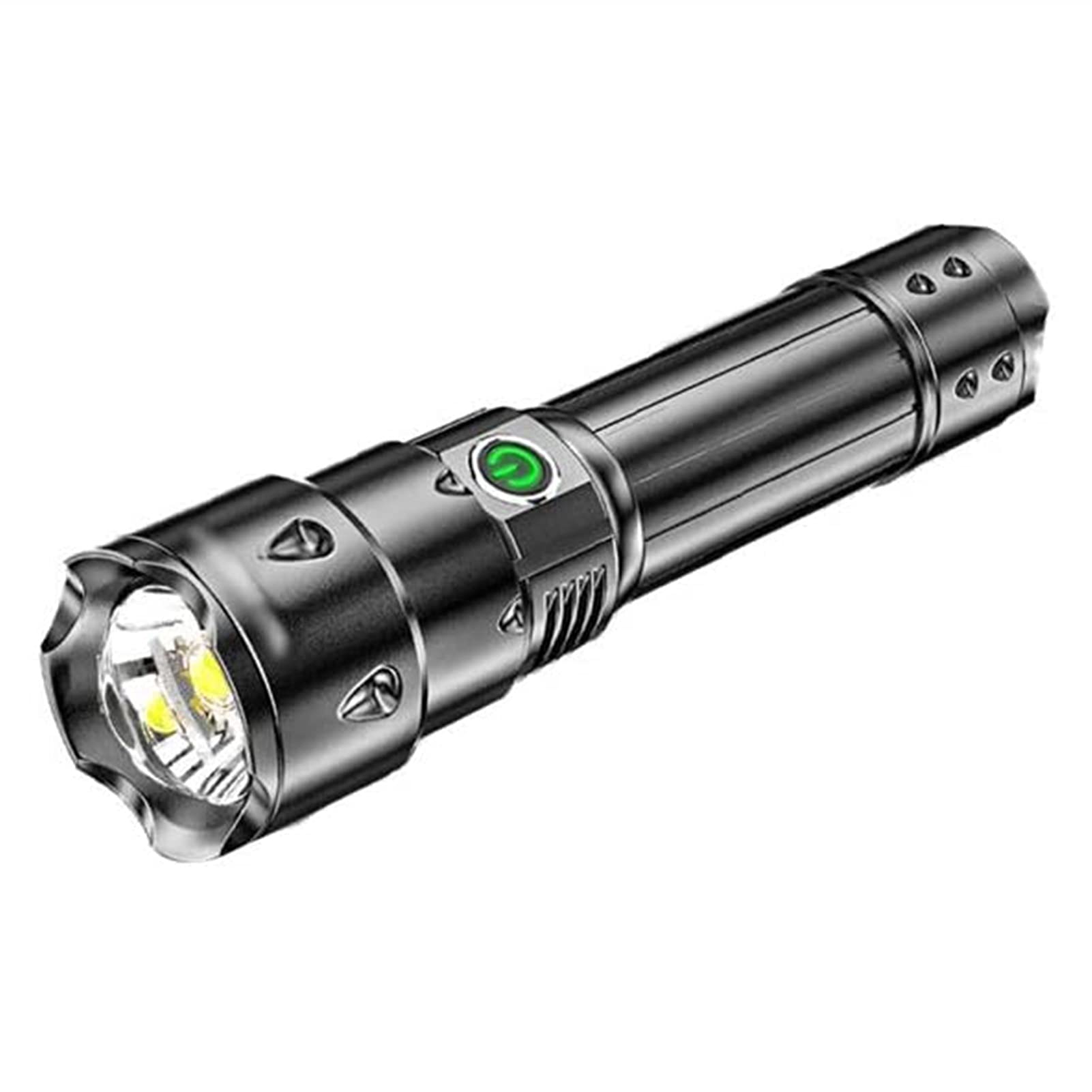 Linterna LED Recargable, Linterna táctica con USB, súper Brillante de 2000 lúmenes, Resistente al Agua IPX4, 3 Modos de iluminación, Linterna con Zoom for Acampar, Senderismo, Ciclismo