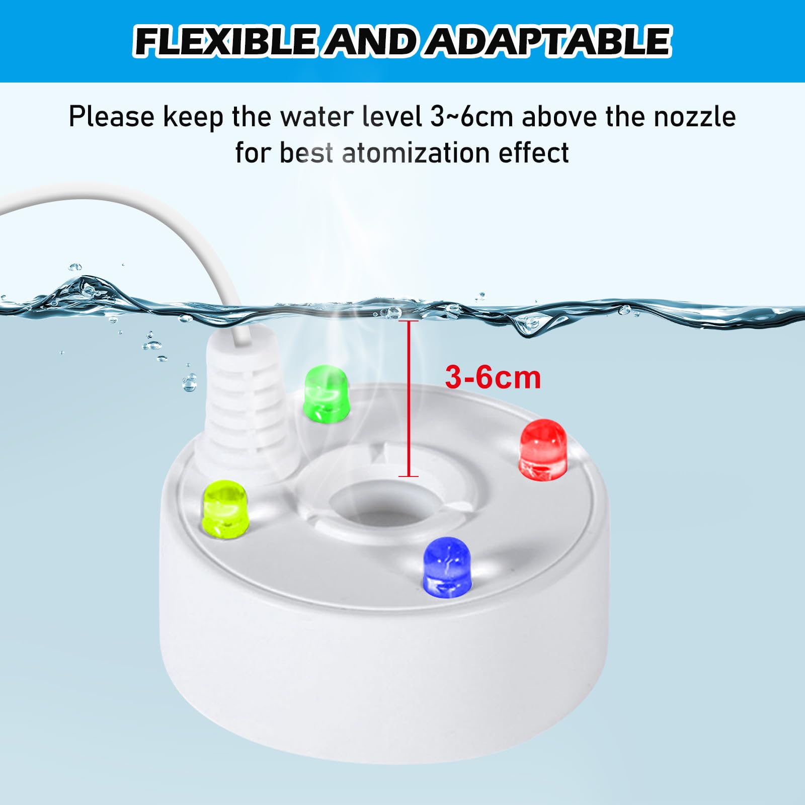 Brumisateur à Ultrasons USB 5V Avec LED - Pour Fontaine, Étang, Décoration D'Ambiance (Halloween) - Blanc Ou Noir - 11