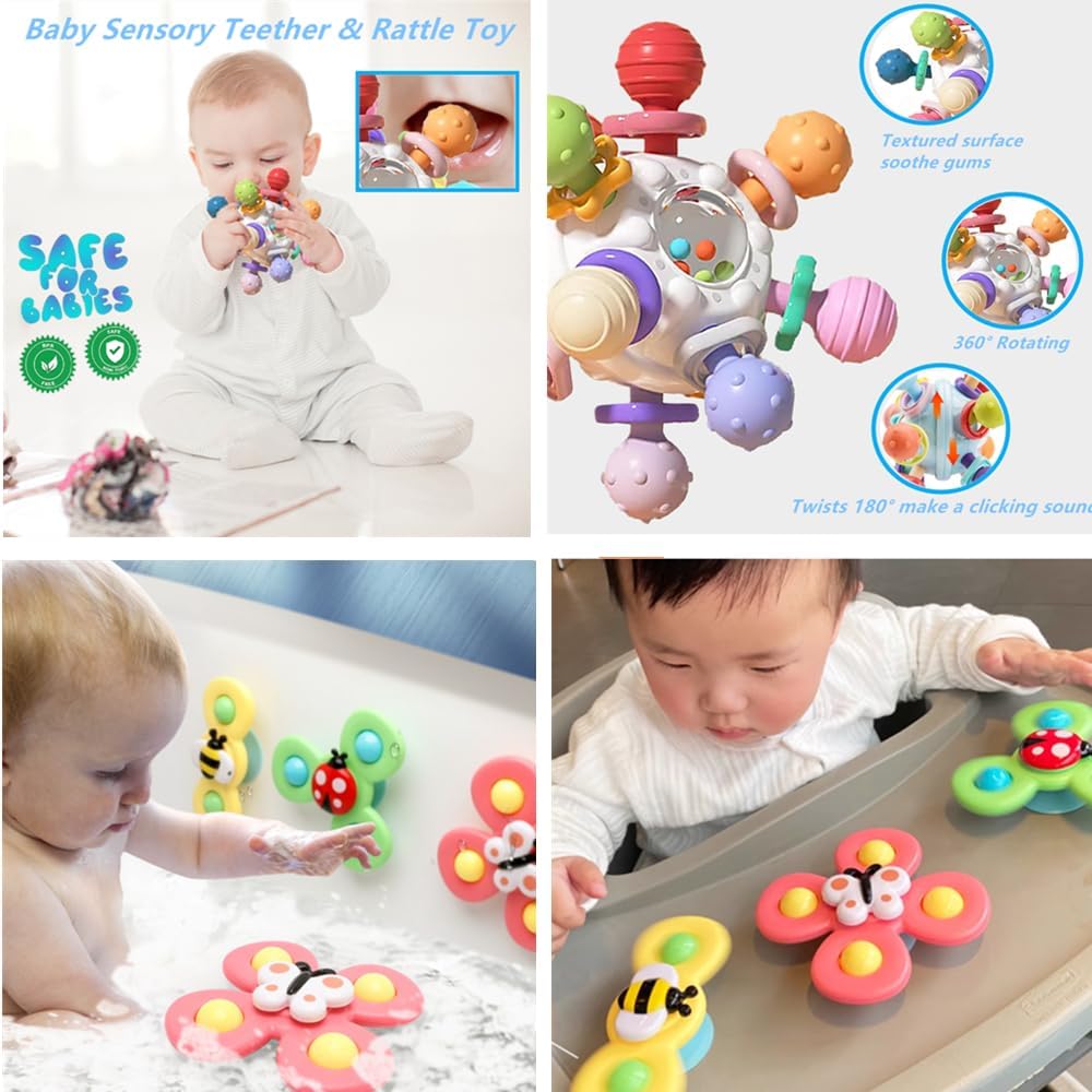 Montessori Baby Toys 6-12-18 Months, Toys for 1 + Year Old, Infant Teething Toy Stacking Building Blocks Shape Sorter, Spinner and More. Sorting Sensory Educational Learning Gift for Toddlers 1-3