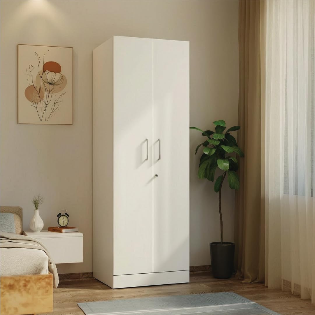 Wakefit Wardrobe for Bedroom | 1 Yr Warranty | Cupboard for Bedroom, Almirah, Wooden Wardrobe, Multi-Shelves Storage, Density:680–750 kg/m³, Free Installation from Brand (Twill - Frosty White) discount deal