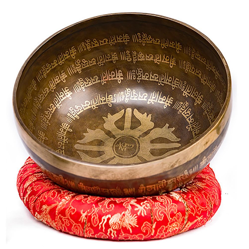 Campana Tibetana Fatta A Mano, Ciotola da Meditazione in Ottone per Principianti (Bastone per Campana Tibetana E Cuscinetto per Anelli), Campana Tibetana per Il Rilassamento Spirituale