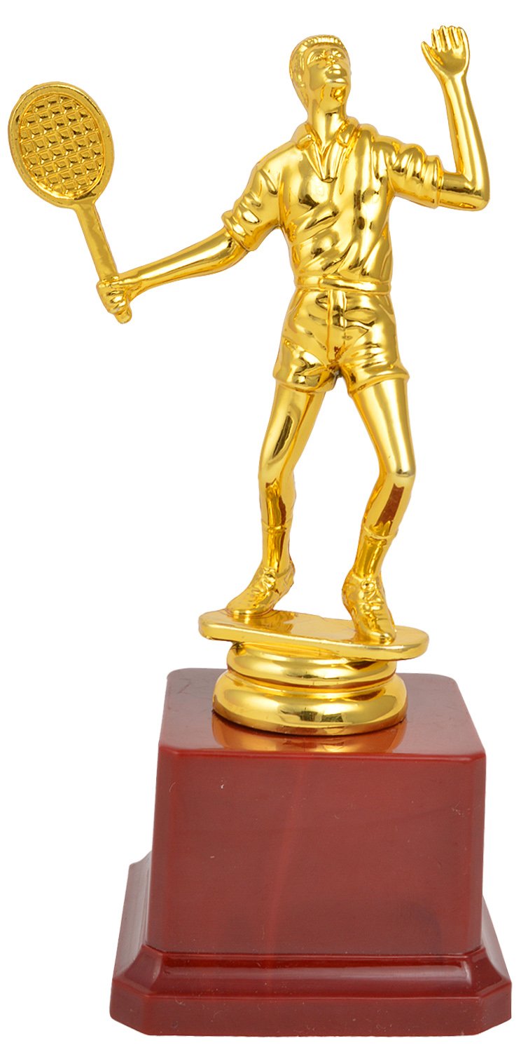 TROPHY JUNCTION Metallic Fiber Badminton Player Trophy (Gold, 7 Inch) (B01N49SE9B) Amazon Price History, Amazon Price Tracker