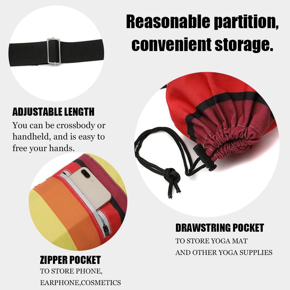 Hixingo Borsa per Tappetino Yoga Grande Borsa per Tappetino Yoga con Coulisse Tracolla Regolabile Boemia Borsa a Tracolla per Tappetino Sacca Custodia Tappeto per Palestra Sport