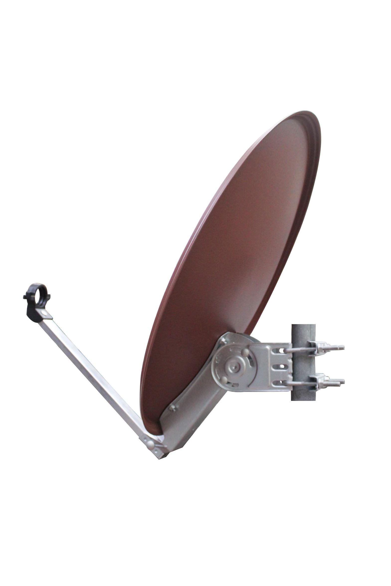 OPTICUM QA60 Satellitenschüssel 60 cm ziegelrot mit Twin LNB LTP 04H - 4K HD & 3D fähig - Witterungsbeständige Sat-Antenne aus Stahl inkl. 2 Mastschellen - Sat Anlage für 2 Teilnehmer