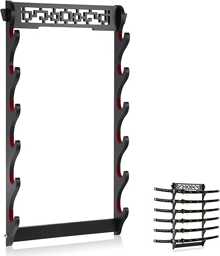 Soporte de pared Katana Samurai para espada japonesa Wakizashi Katana Samurai (6 niveles)