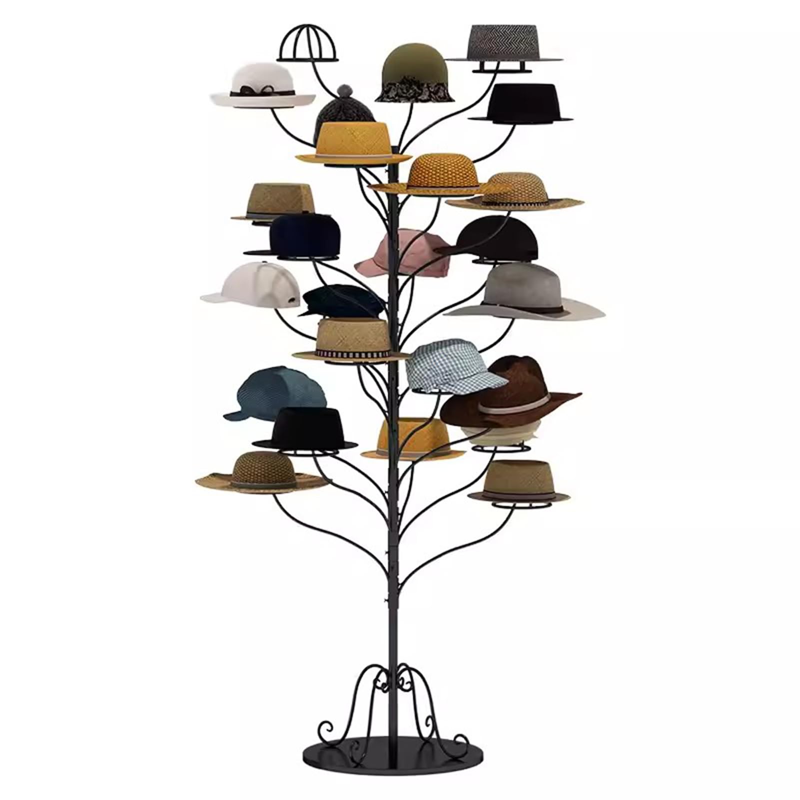 Présentoir à Chapeaux autoportant en métal réglable - Présentoir élégant pour Casquettes de Baseball - Porte-Chapeaux Polyvalent pour la Maison et Le Magasin - Conception Durable et Peu enco